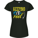 Keeping it Reel Funny Fishing Fisherman Womens Petite Cut T-Shirt Black
