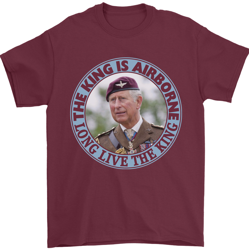 King Airborne Mens T-Shirt 100% Cotton Maroon