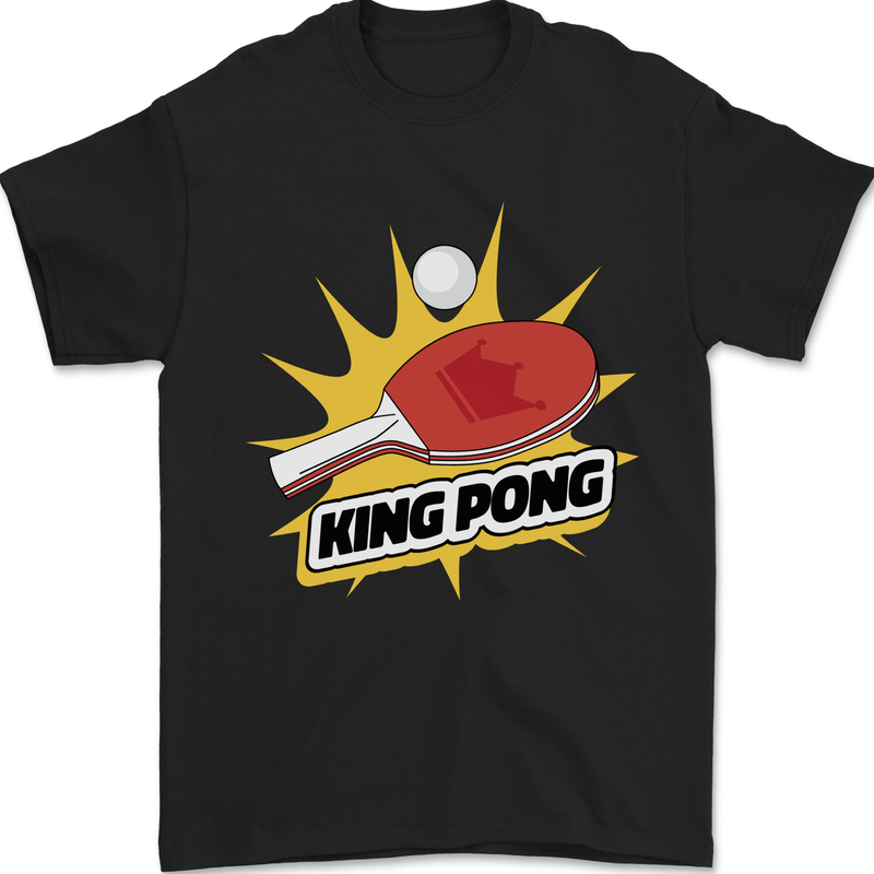 King Ping Pong Table Tennis Funny Mens T-Shirt 100% Cotton Black