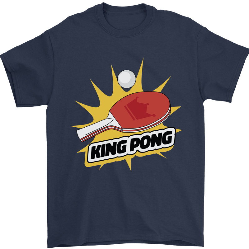 King Ping Pong Table Tennis Funny Mens T-Shirt 100% Cotton Navy Blue
