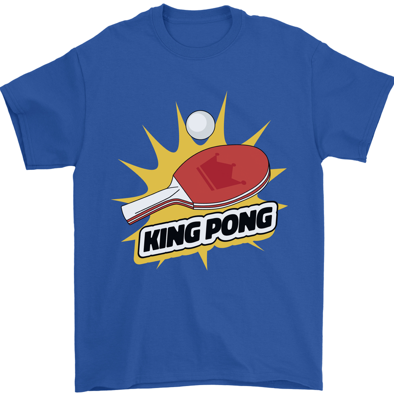 King Ping Pong Table Tennis Funny Mens T-Shirt 100% Cotton Royal Blue