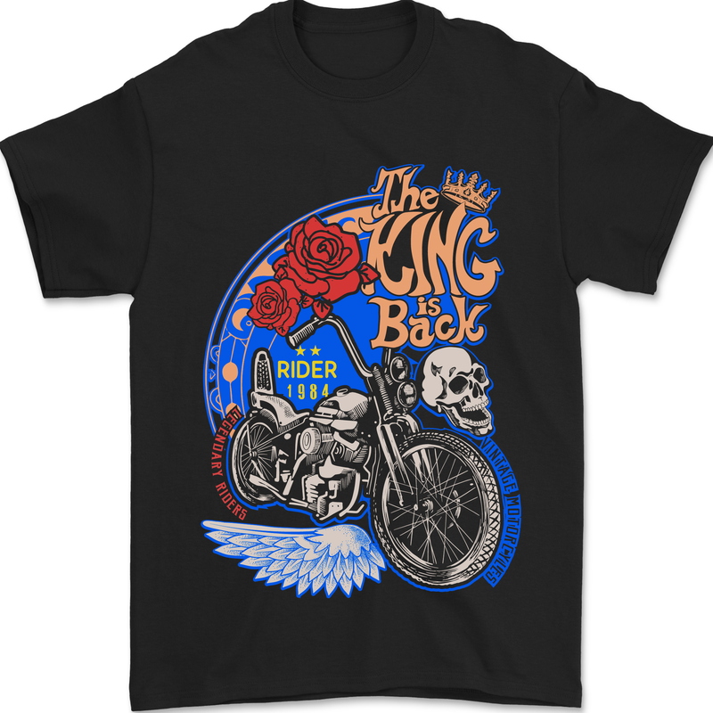 King is Back Custom Chopper Biker Motorcycle Mens T-Shirt 100% Cotton Black