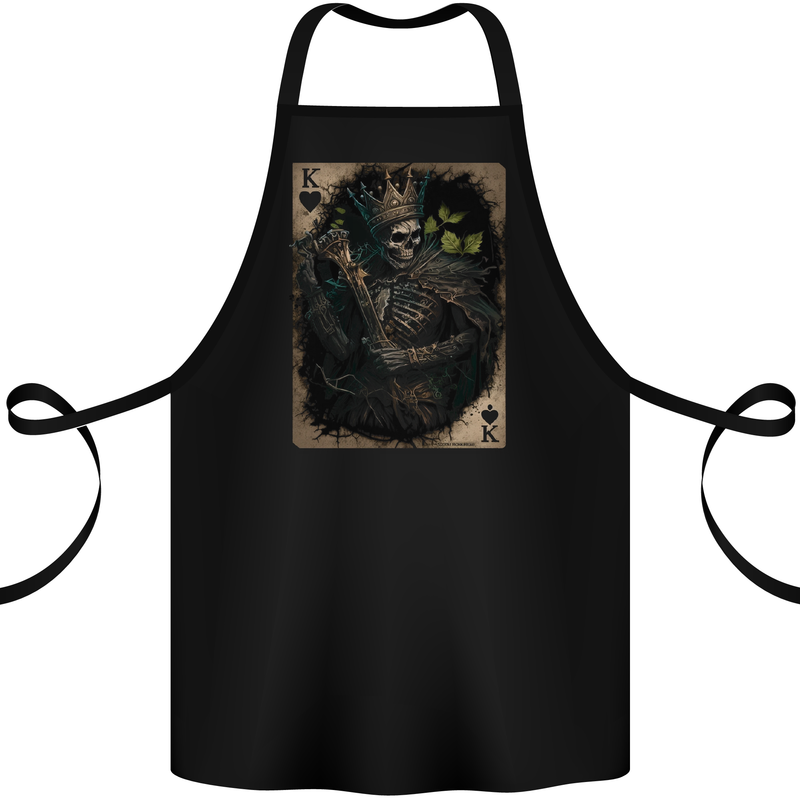 King of Hearts Skull Playing Cards Cotton Apron 100% Organic Black