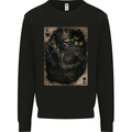 King of Hearts Skull Playing Cards Kids Sweatshirt Jumper Black