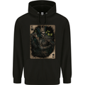 King of Hearts Skull Playing Cards Mens 80% Cotton Hoodie Black