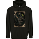 King of Hearts Skull Playing Cards Mens 80% Cotton Hoodie Black