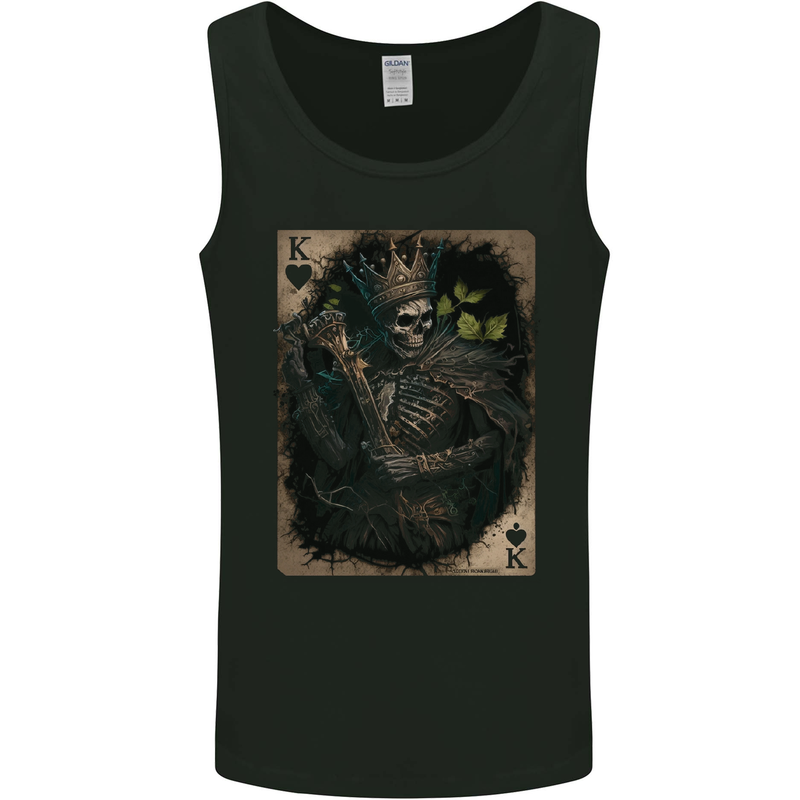 King of Hearts Skull Playing Cards Mens Vest Tank Top Black