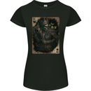 King of Hearts Skull Playing Cards Womens Petite Cut T-Shirt Black
