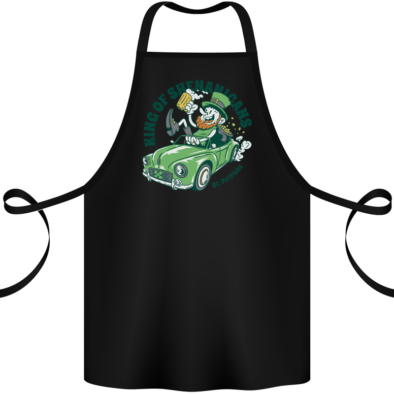 King of Shenanigans Funny St Patricks Day Beer Cotton Apron 100% Organic Black