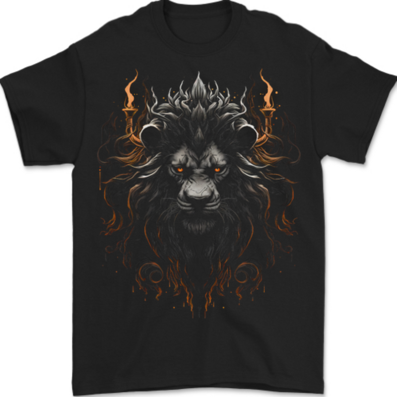 King of the Lions Fantasy Mens T-Shirt 100% Cotton BLACK