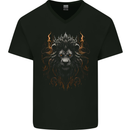 King of the Lions Fantasy Mens V-Neck Cotton T-Shirt Black