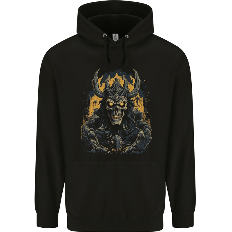 King of the Underworld Demon Skull Childrens Kids Hoodie Black
