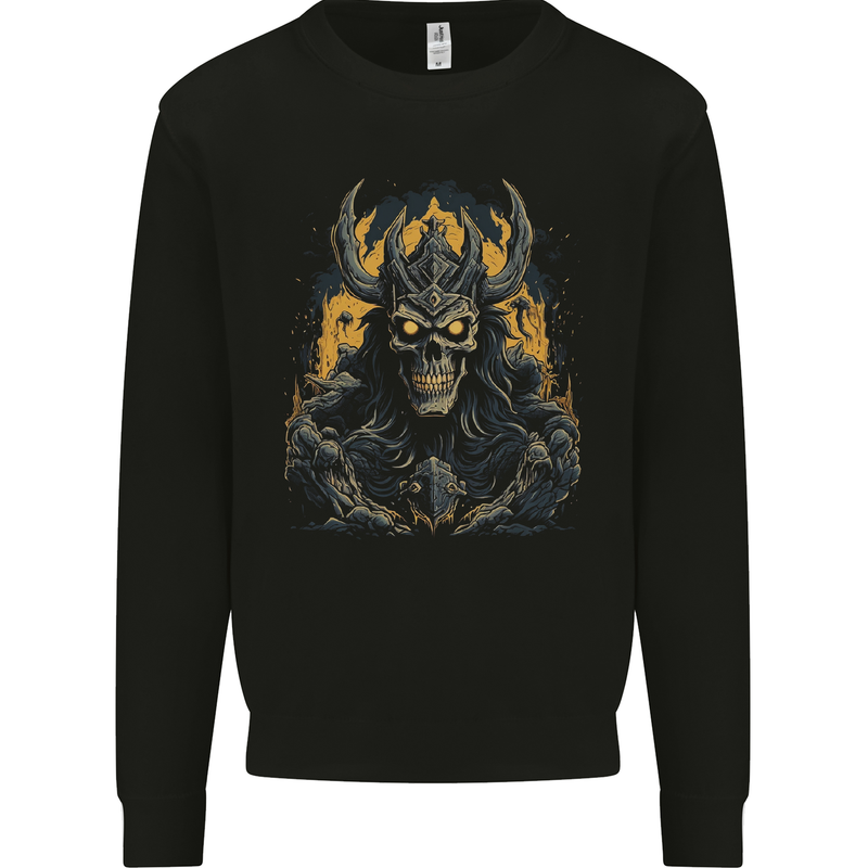 King of the Underworld Demon Skull Kids Sweatshirt Jumper Black
