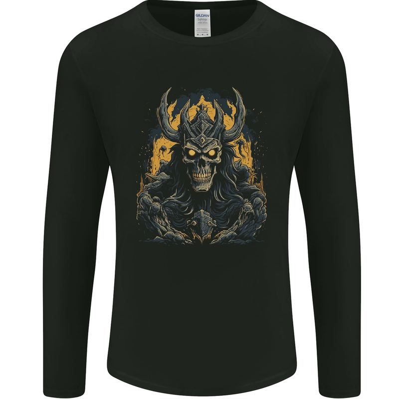 King of the Underworld Demon Skull Mens Long Sleeve T-Shirt Black