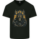 King of the Underworld Demon Skull Mens V-Neck Cotton T-Shirt Black