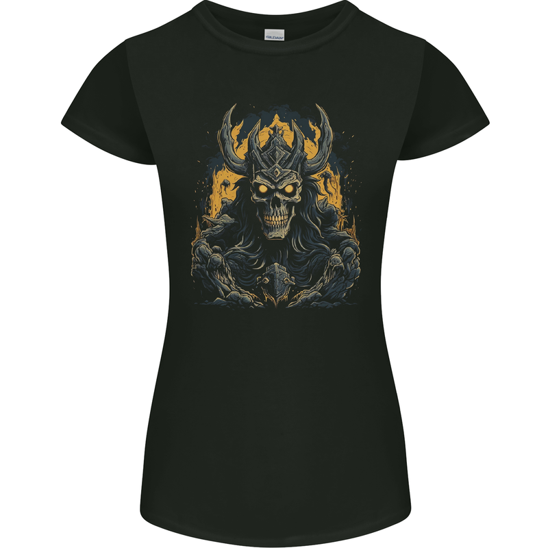 King of the Underworld Demon Skull Womens Petite Cut T-Shirt Black