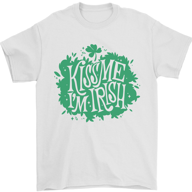 Kiss Me I'm Irish Funny St Patricks Day Mens T-Shirt 100% Cotton White