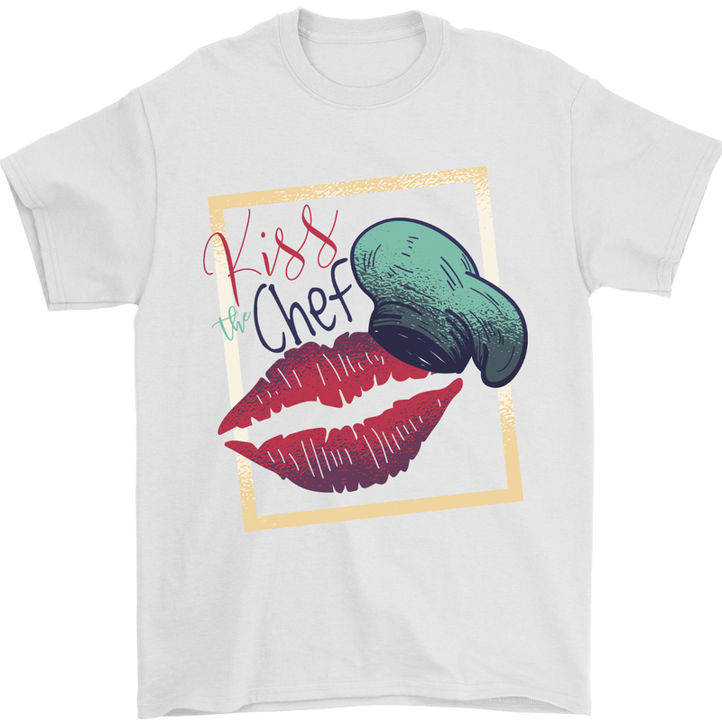 Kiss the Chef Funny Cooking Food Cook BBQ Mens T-Shirt 100% Cotton White
