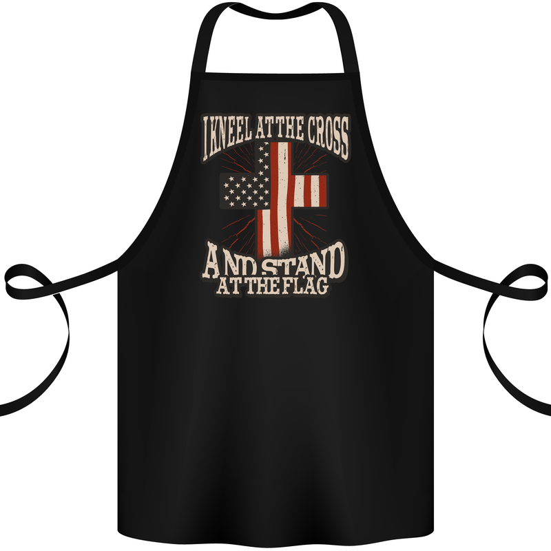 Kneel at the Cross Christian USA Flag Jesus God Cotton Apron 100% Organic Black