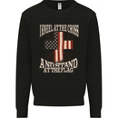 Kneel at the Cross Christian USA Flag Jesus God Mens Sweatshirt Jumper Black