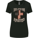 Kneel at the Cross Christian USA Flag Jesus God Womens Wider Cut T-Shirt Black
