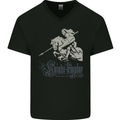 Knights Templar St Georges Day Horse Dragn Mens V-Neck Cotton T-Shirt Black