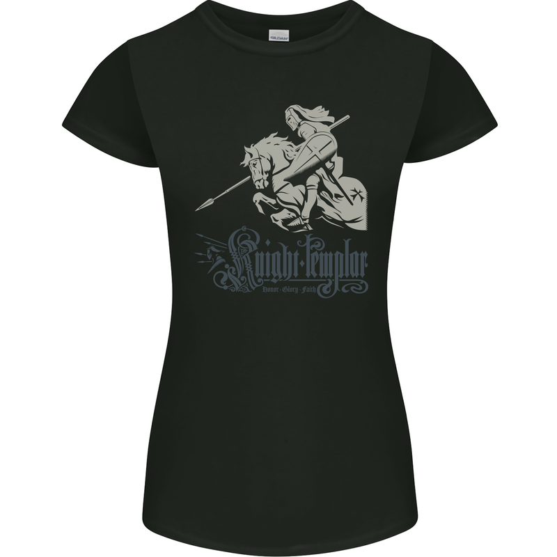 Knights Templar St Georges Day Horse Dragn Womens Petite Cut T-Shirt Black