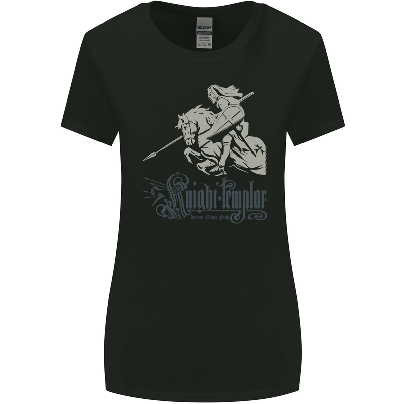 Knights Templar St Georges Day Horse Dragn Womens Wider Cut T-Shirt Black