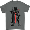 Knights Templar With Broad Sword Mens T-Shirt 100% Cotton Charcoal