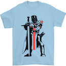 Knights Templar With Broad Sword Mens T-Shirt 100% Cotton Light Blue