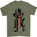 Knights Templar With Broad Sword Mens T-Shirt 100% Cotton Military Green