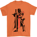 Knights Templar With Broad Sword Mens T-Shirt 100% Cotton Orange