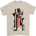 Knights Templar With Broad Sword Mens T-Shirt 100% Cotton Sand