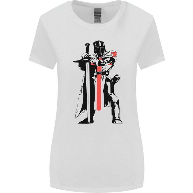 Knights Templar With Broad Sword Womens Wider Cut T-Shirt White
