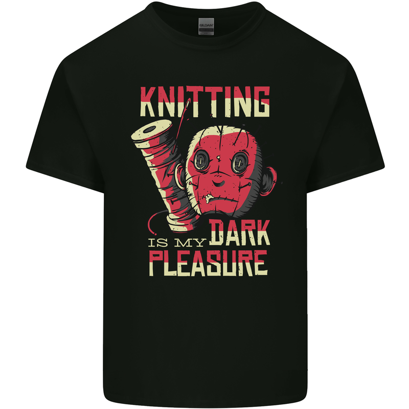 Knitting is My Dark Pleasure Sewing Mens Cotton T-Shirt Tee Top Black