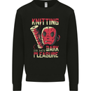 Knitting is My Dark Pleasure Sewing Mens Sweatshirt Jumper Black