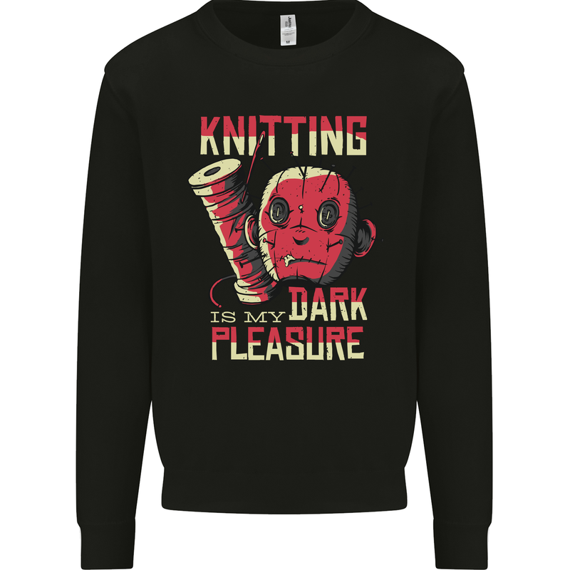 Knitting is My Dark Pleasure Sewing Mens Sweatshirt Jumper Black