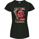 Knitting is My Dark Pleasure Sewing Womens Petite Cut T-Shirt Black