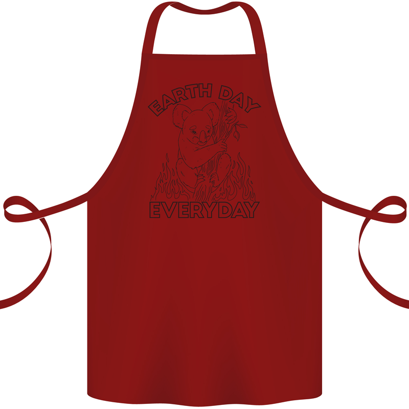 Koala Bear Earth Day Everyday Climate Change Cotton Apron 100% Organic Maroon