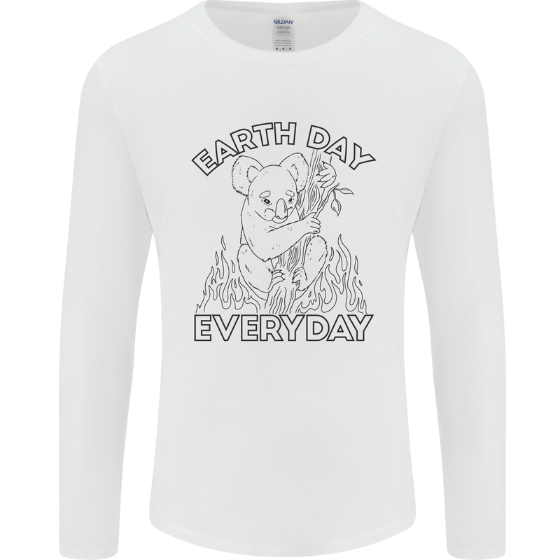 Koala Bear Earth Day Everyday Climate Change Mens Long Sleeve T-Shirt White