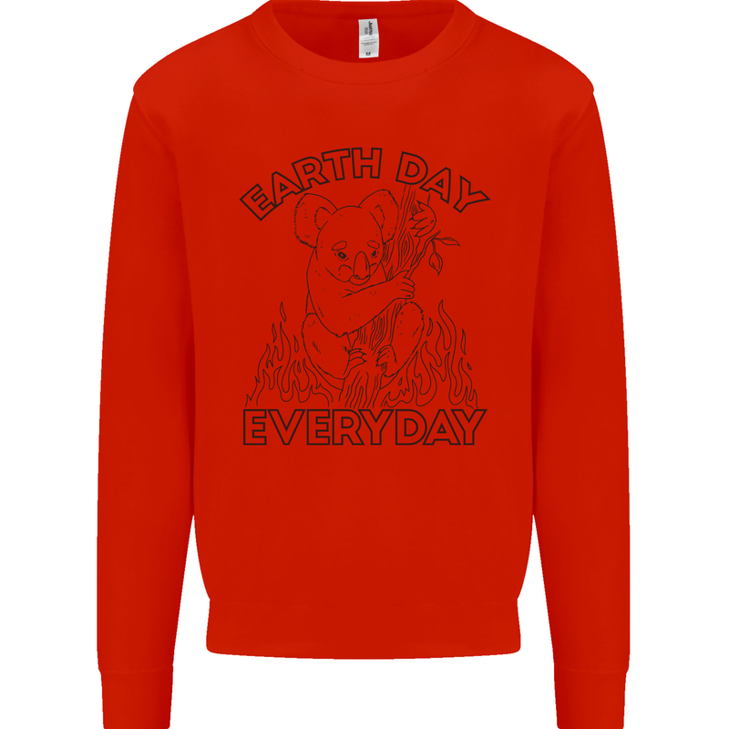 Koala Bear Earth Day Everyday Climate Change Mens Sweatshirt Jumper Bright Red