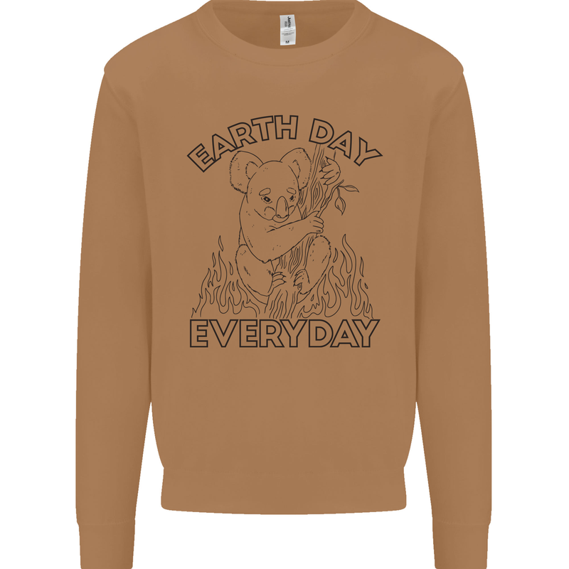 Koala Bear Earth Day Everyday Climate Change Mens Sweatshirt Jumper Caramel Latte