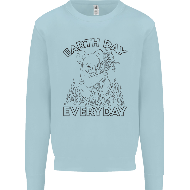 Koala Bear Earth Day Everyday Climate Change Mens Sweatshirt Jumper Light Blue