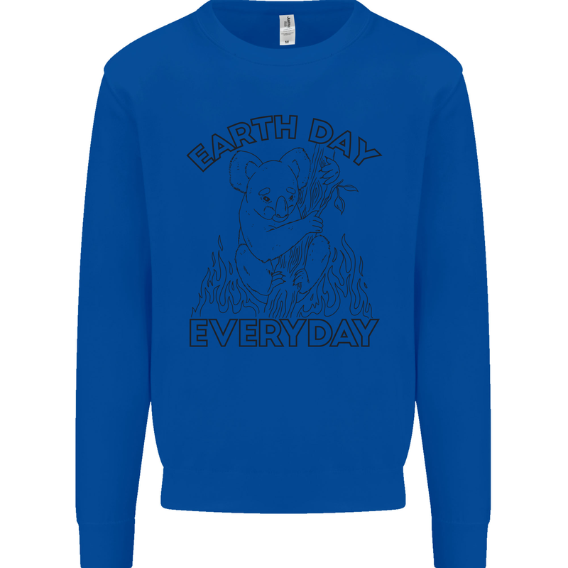 Koala Bear Earth Day Everyday Climate Change Mens Sweatshirt Jumper Royal Blue