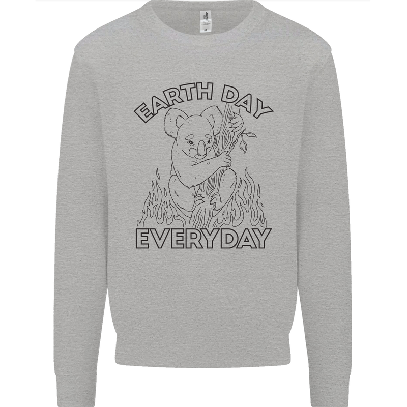 Koala Bear Earth Day Everyday Climate Change Mens Sweatshirt Jumper Sports Grey