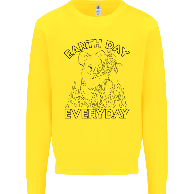 Koala Bear Earth Day Everyday Climate Change Mens Sweatshirt Jumper Yellow