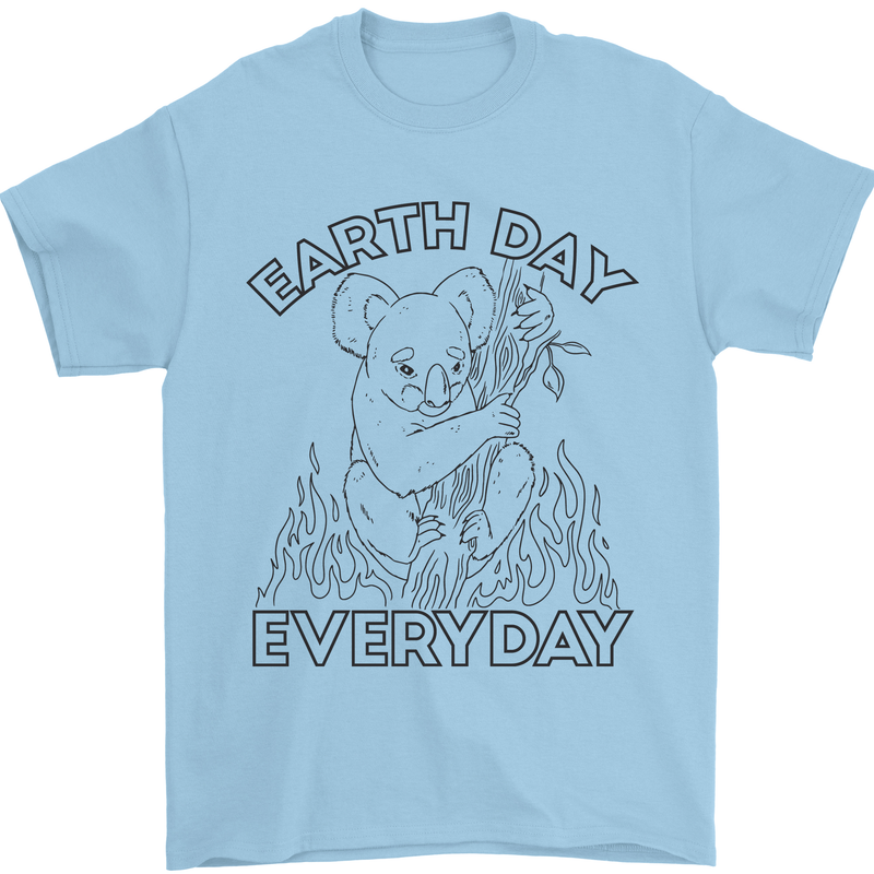 Koala Bear Earth Day Everyday Climate Change Mens T-Shirt 100% Cotton Light Blue
