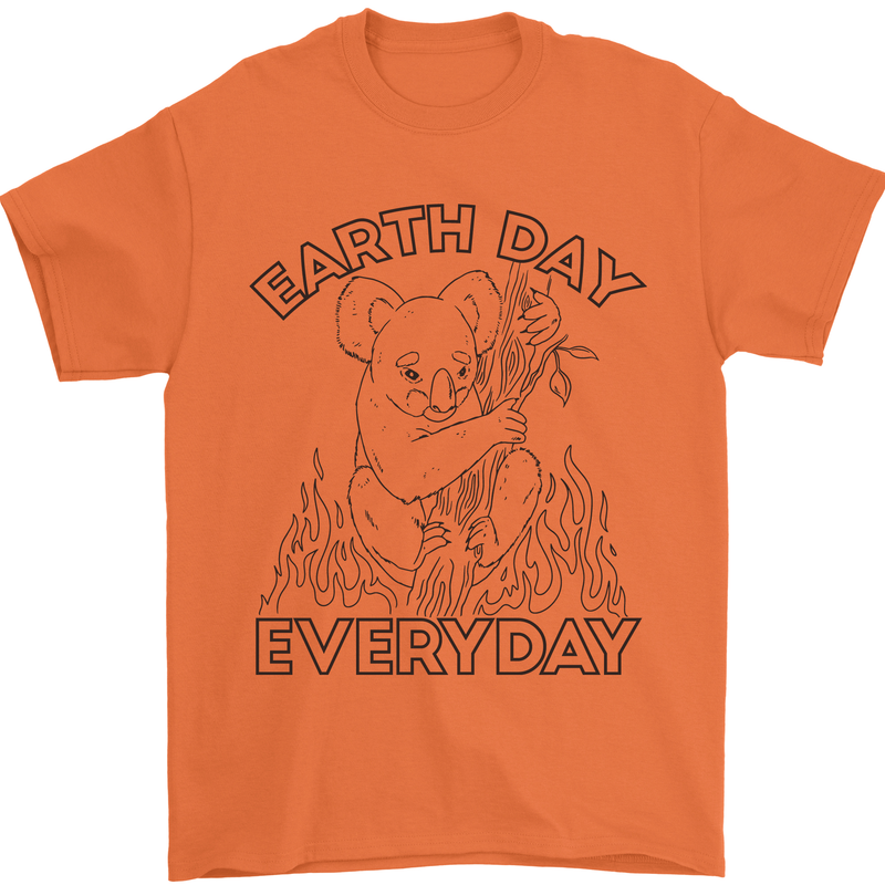 Koala Bear Earth Day Everyday Climate Change Mens T-Shirt 100% Cotton Orange