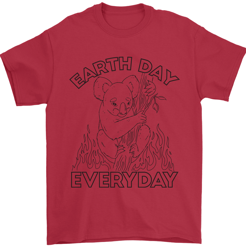 Koala Bear Earth Day Everyday Climate Change Mens T-Shirt 100% Cotton Red