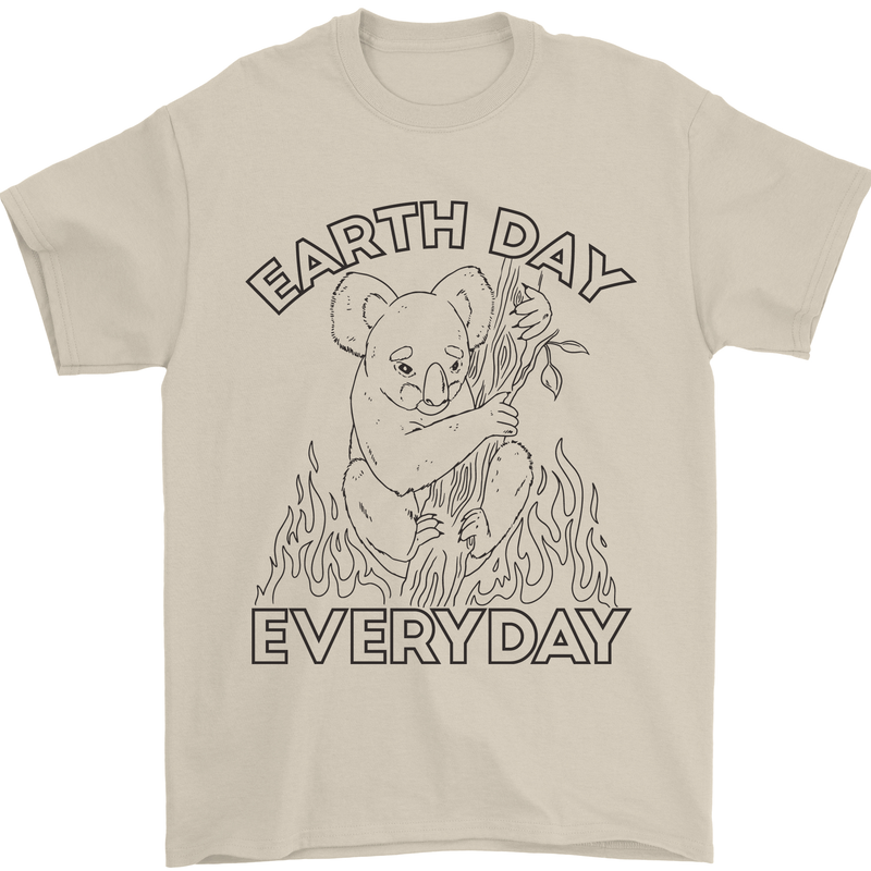 Koala Bear Earth Day Everyday Climate Change Mens T-Shirt 100% Cotton Sand